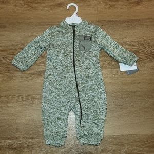 Eddie Bauer 6 - 9 Month Fleece One Piece Bodysuit Jumpsuit Heather Olive New